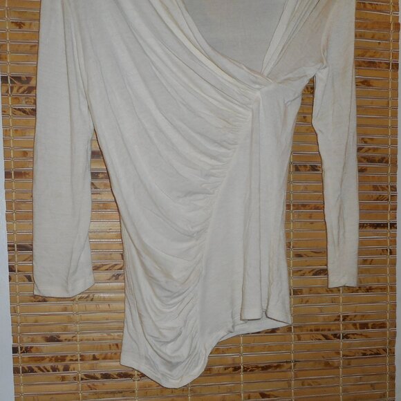 Bebe White Wrap Front Long Sleeve Top *Size: S - Picture 3 of 5